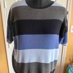Style & Co. Women's Striped Crew Neck Sweater - Black, Blue, Gray
